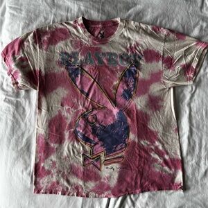 PLAYBOY Pink & Navy Tie-Dye Bunny Graphic Tee
